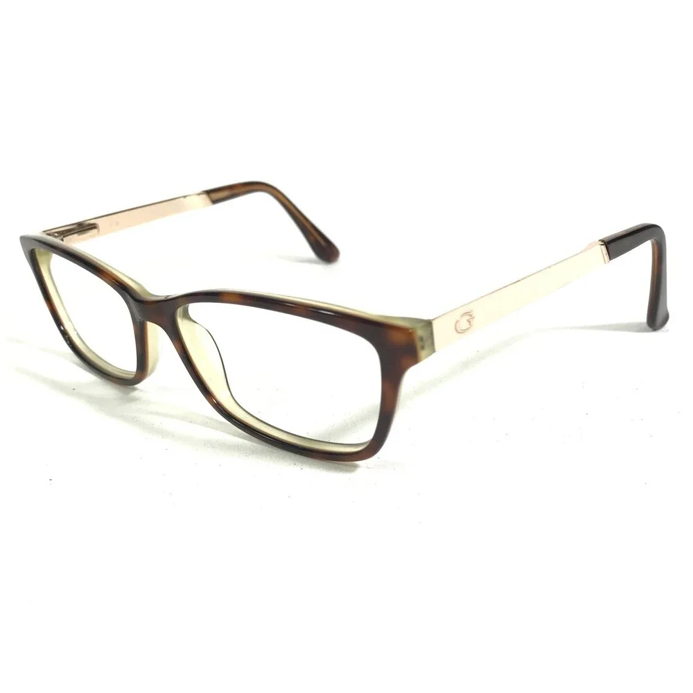 Guess Eyeglasses Frames Tortoise Beige Gold Rectangular Cat Eye 53-16-130